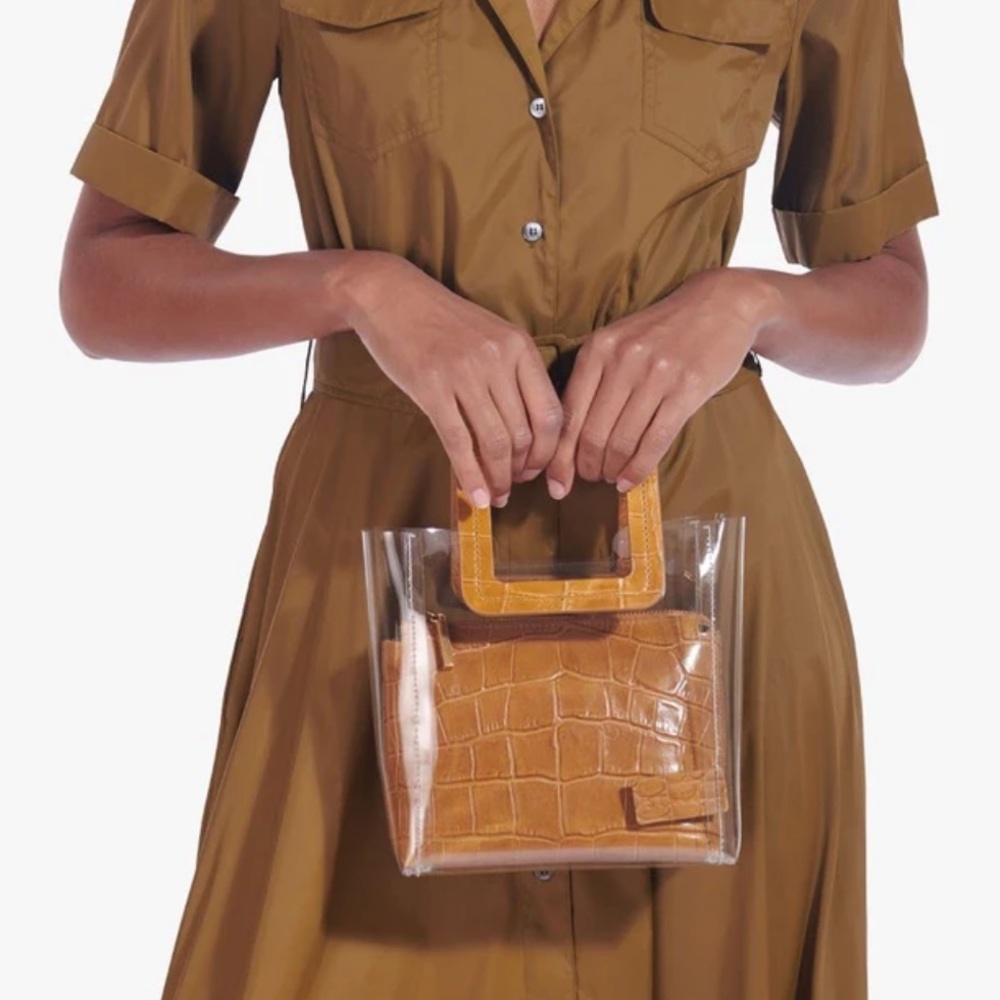 Staud Mini Shirley Bag CLEAR TAN CROC EMBOSSED
